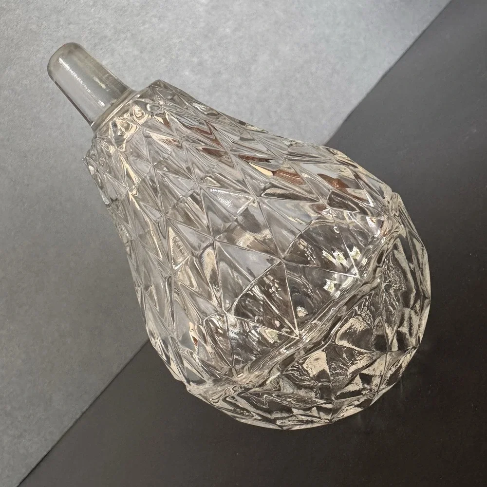 Vintage Crystal Pear Trinket Jewelry Dish Small Glass Container With Lid 4 1/4